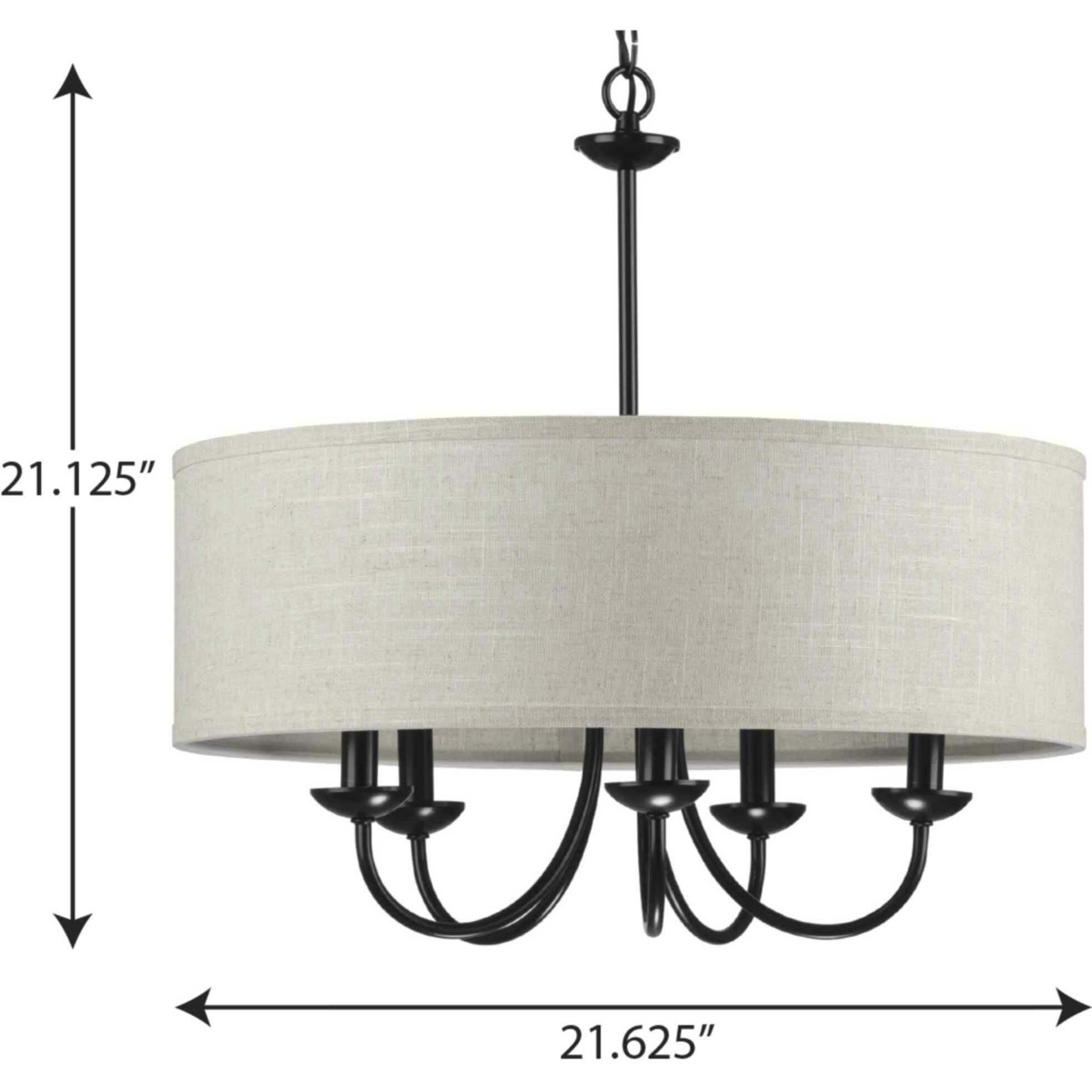 Drum Shade 5 Light 22 inch Matte Black Chandelier Ceiling Light