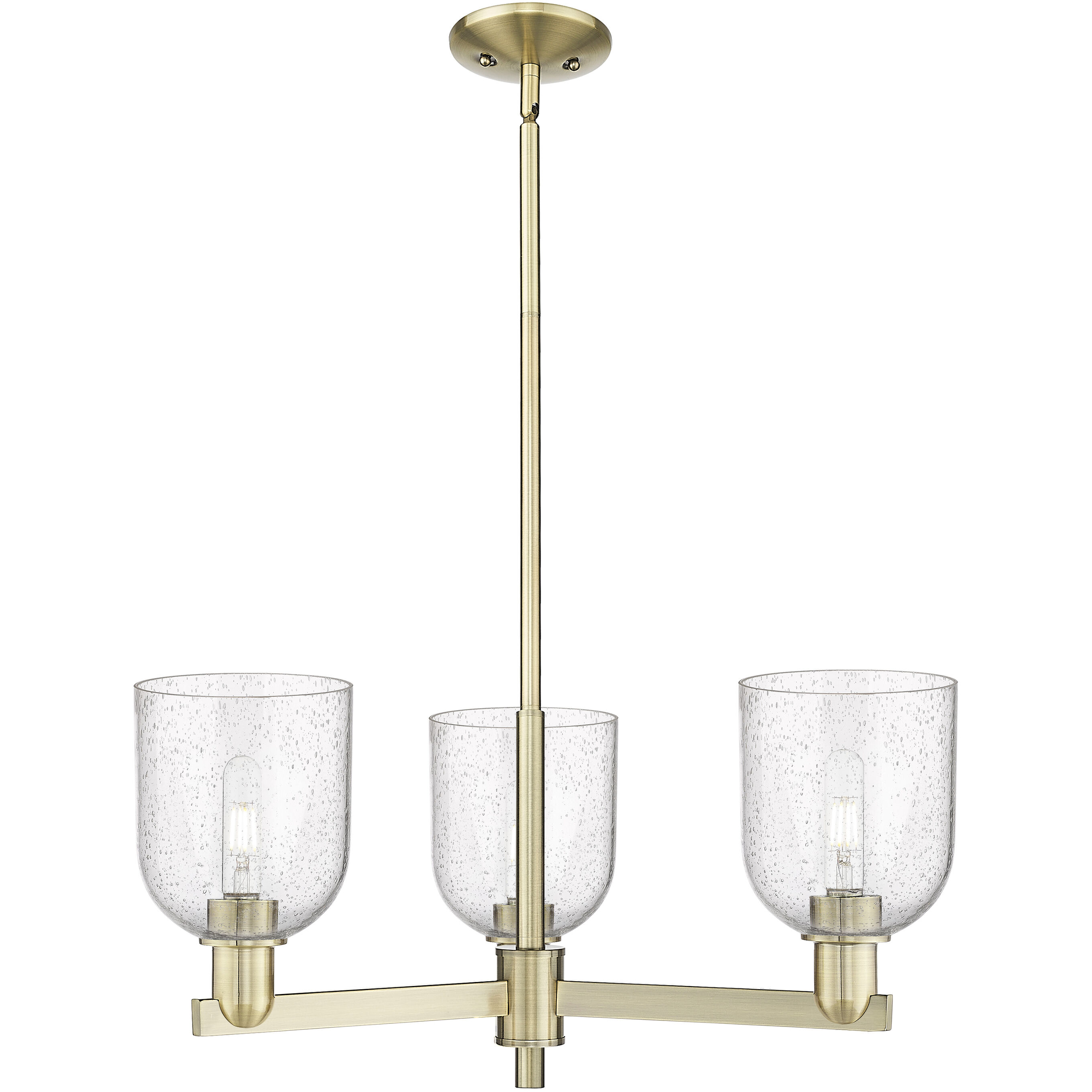 Arcadia Bella 3 Light 27.25 inch Antique Brass Chandelier Ceiling Light in Seedy