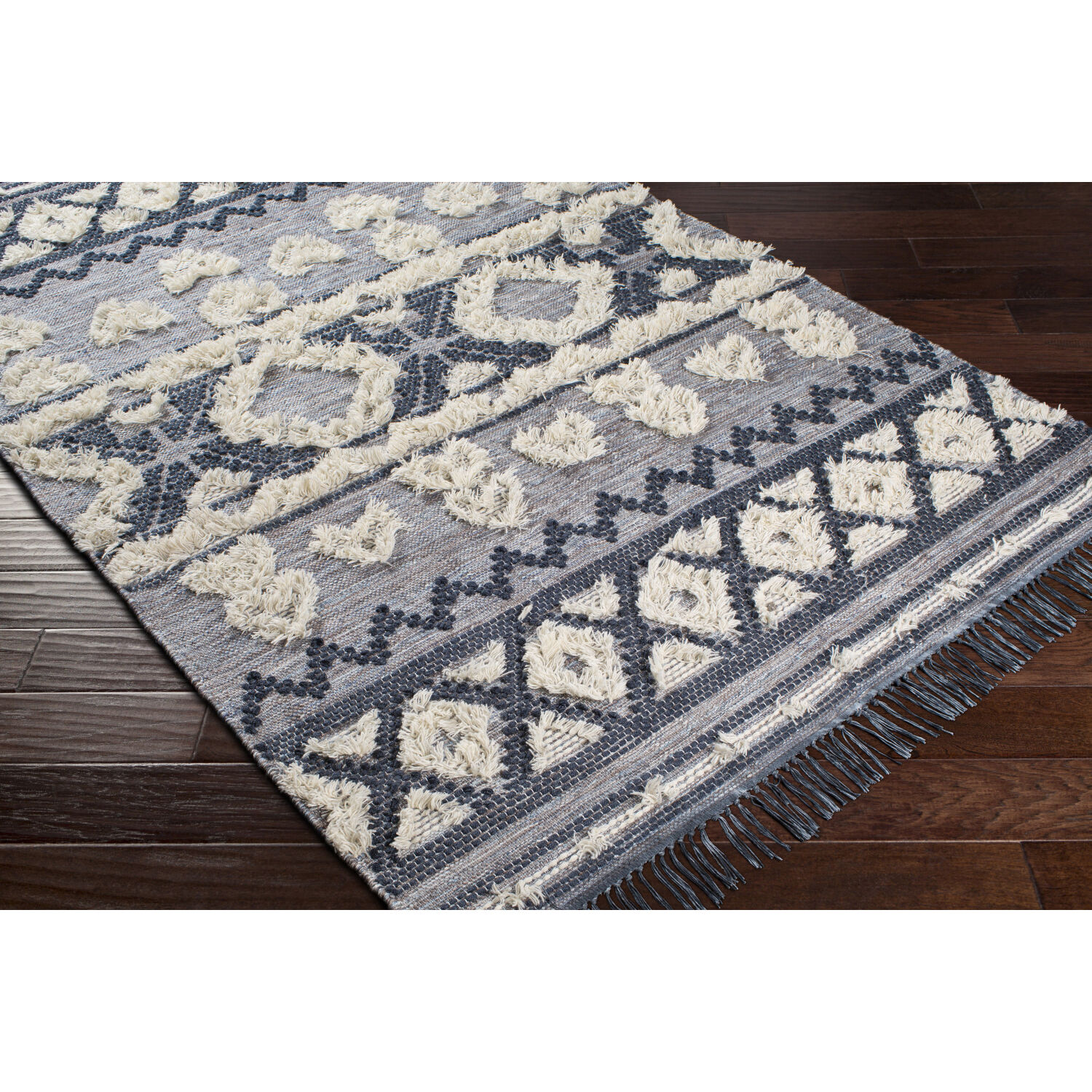 Cheyenne 120 X 96 inch Ink Blue/Dark Blue/Light Blue/Brown/Cream Handmade Rug