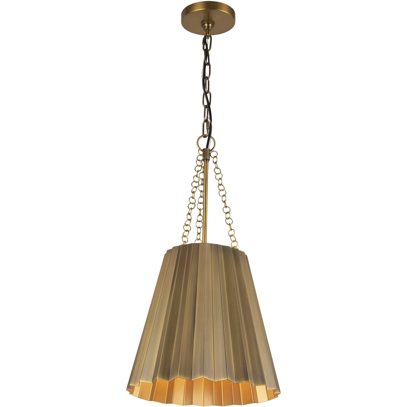 Alora Mood Plisse Pendant Ceiling Light in Aged Gold
