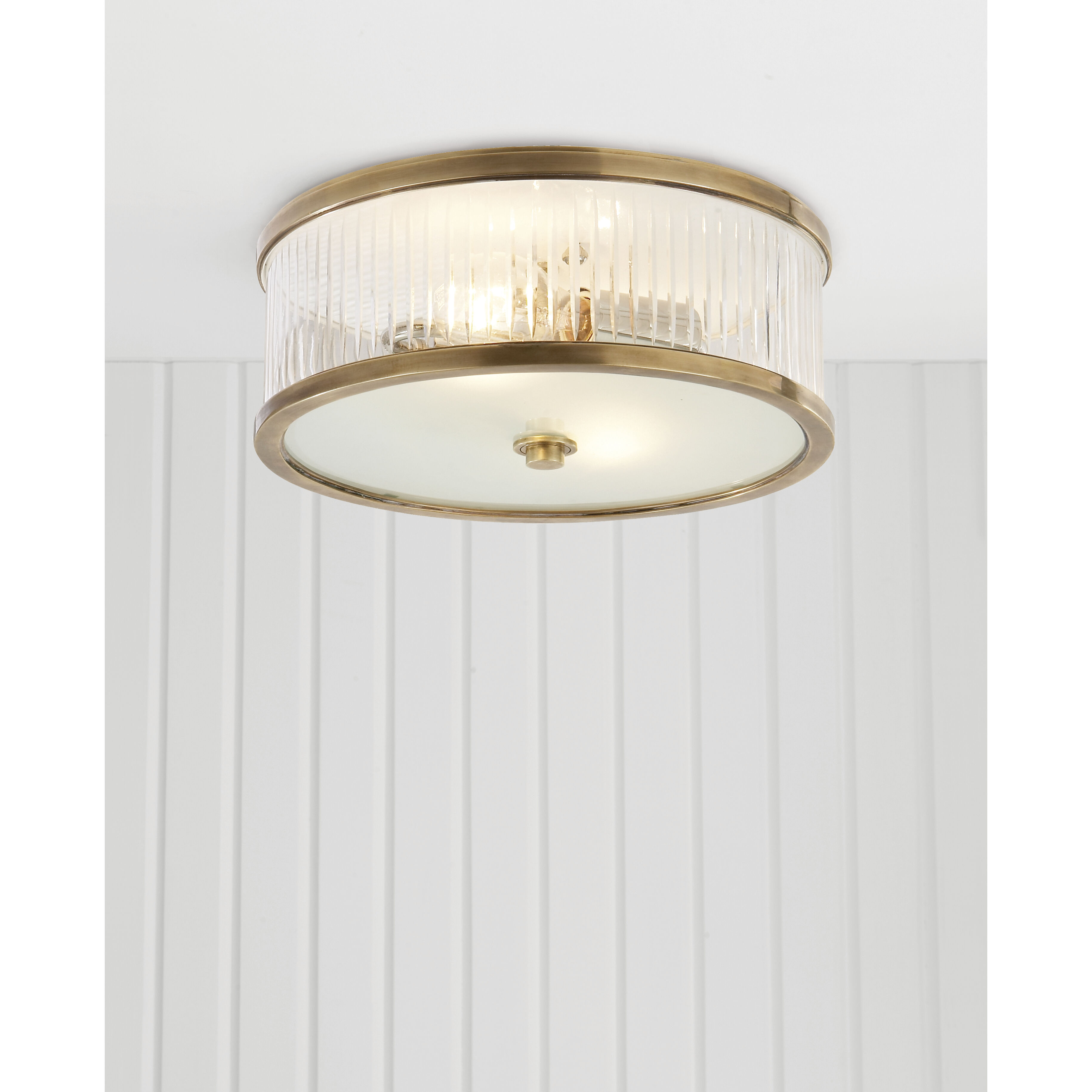 Alexa Hampton Randolph 2 Light 14 inch Hand-Rubbed Antique Brass Flush Mount Ceiling Light, Large