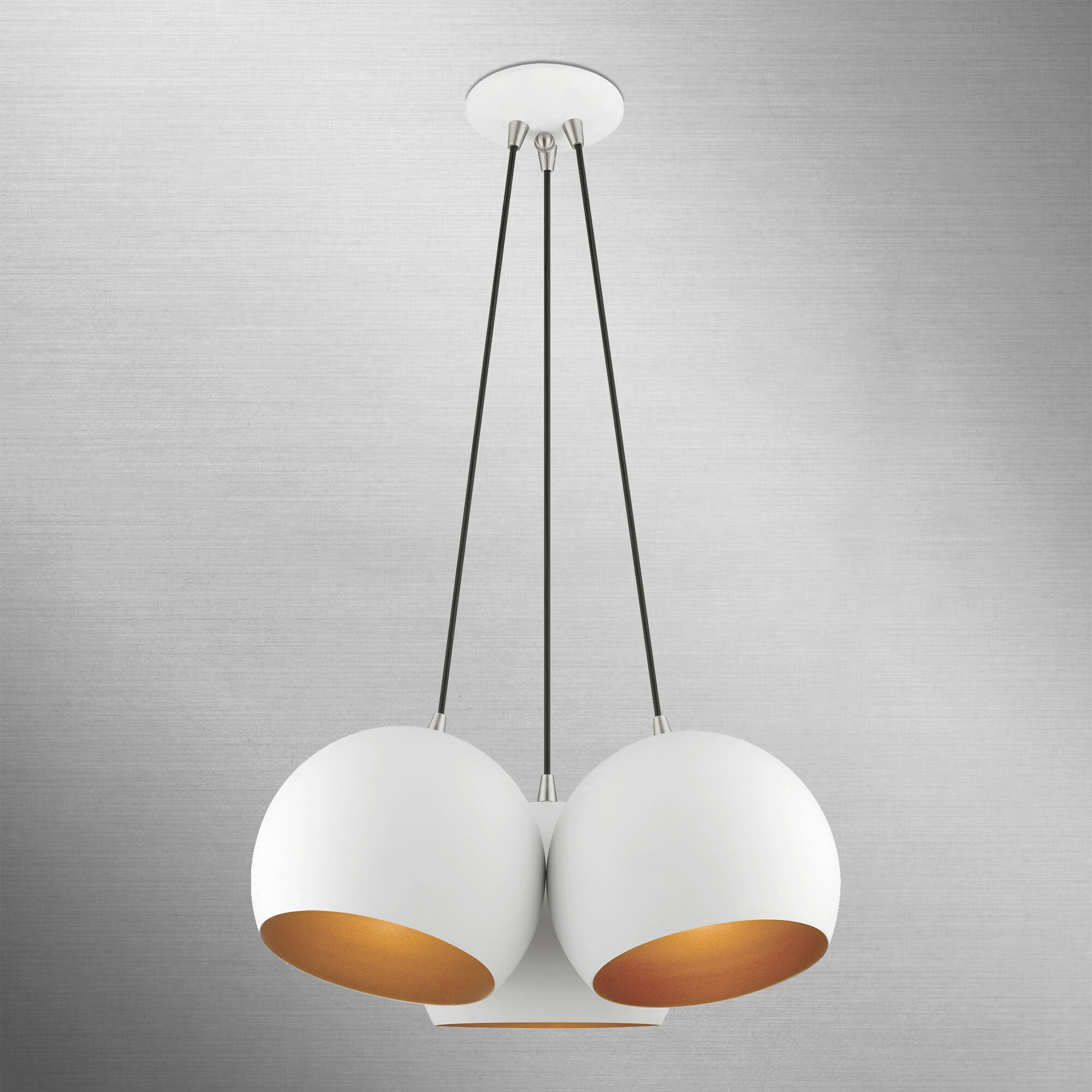 Piedmont 3 Light 22 inch White with Brushed Nickel Accents Globe Pendant Ceiling Light