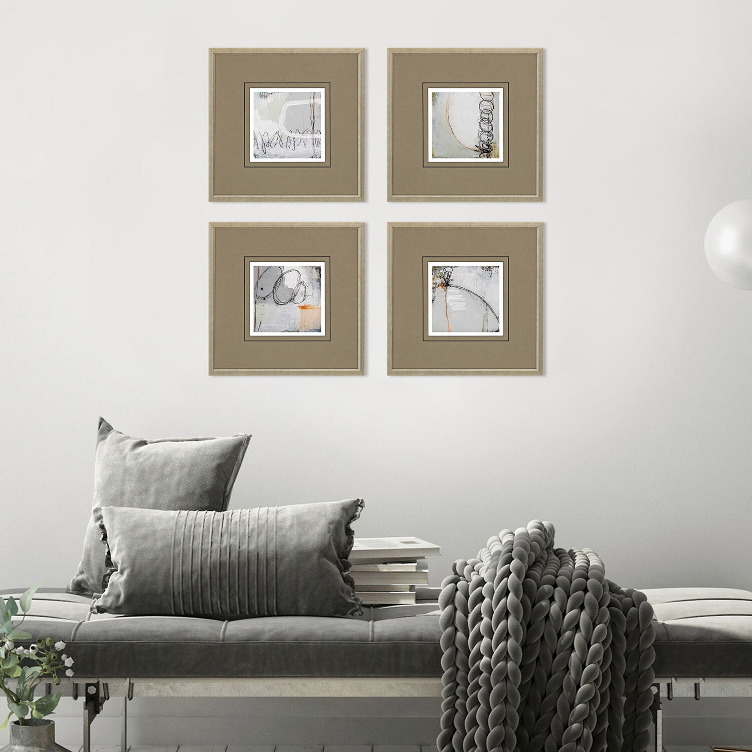 On the Road Gray and Black and Green and Neutral Framed Art