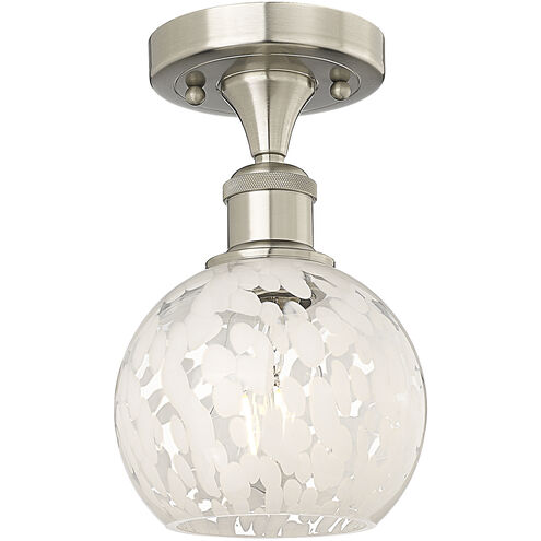 Ballston White Mouchette 1 Light 6 inch Brushed Satin Nickel Semi-Flush Mount Ceiling Light