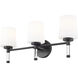 Henri 3 Light 24 inch Matte Black Bathroom Vanity Wall Light