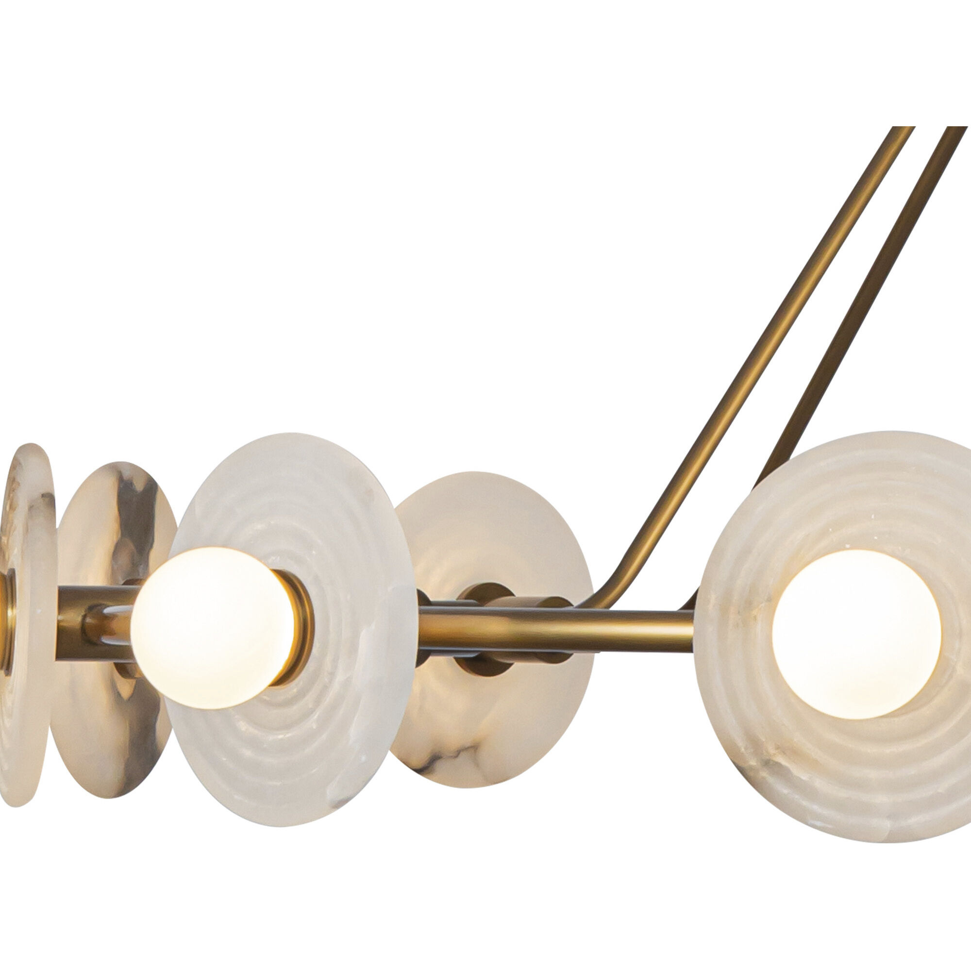 Dahlia LED 46.5 inch Vintage Brass/Alabaster Chandelier Ceiling Light