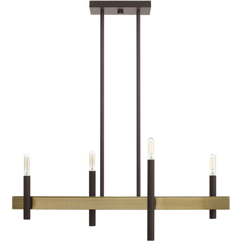 Denmark 4 Light 7 inch Bronze with Antique Brass Accents Chandelier Ceiling Light