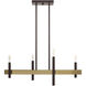 Denmark 4 Light 7 inch Bronze with Antique Brass Accents Chandelier Ceiling Light