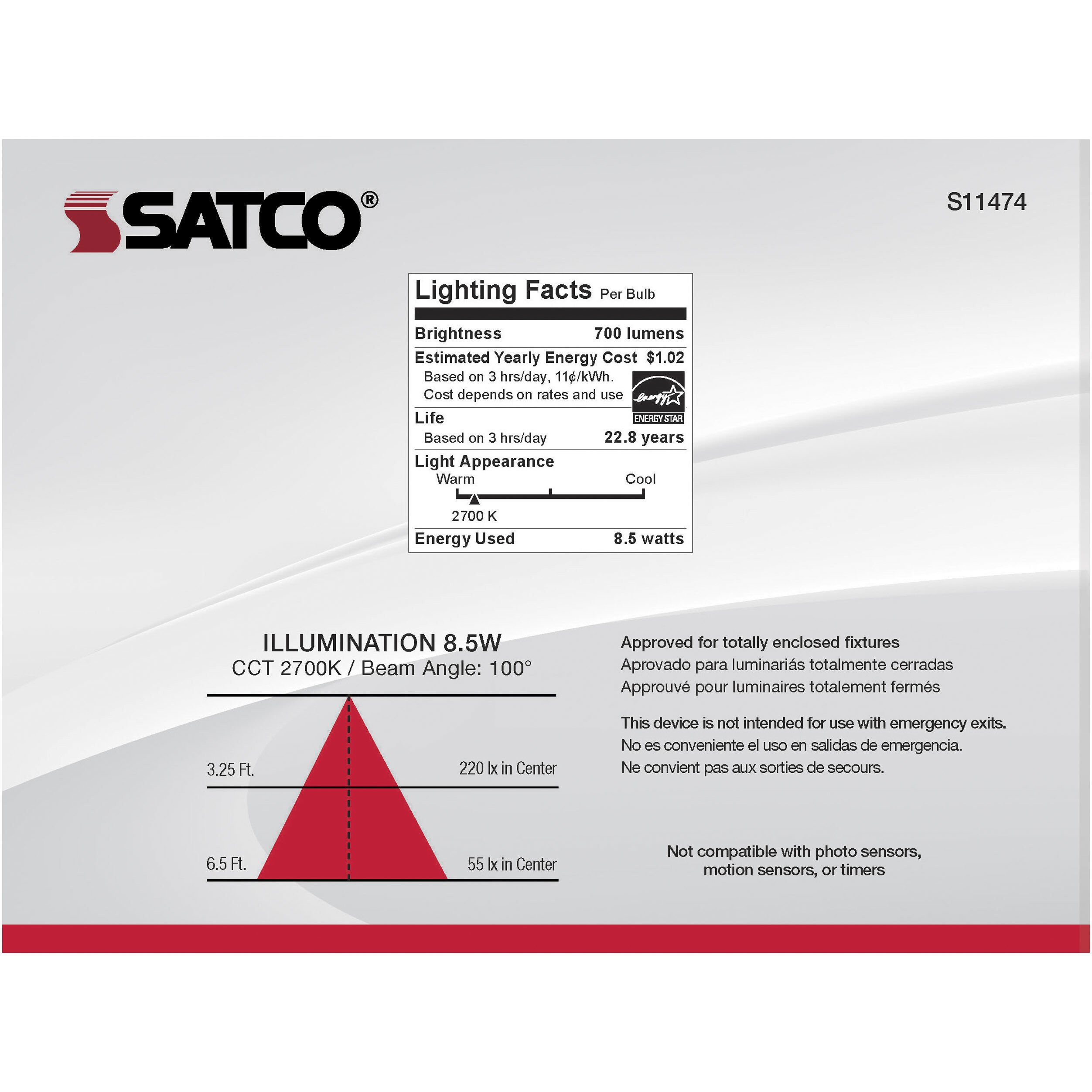 Lumos LED Medium 8.50 watt 2700K LED Bulb