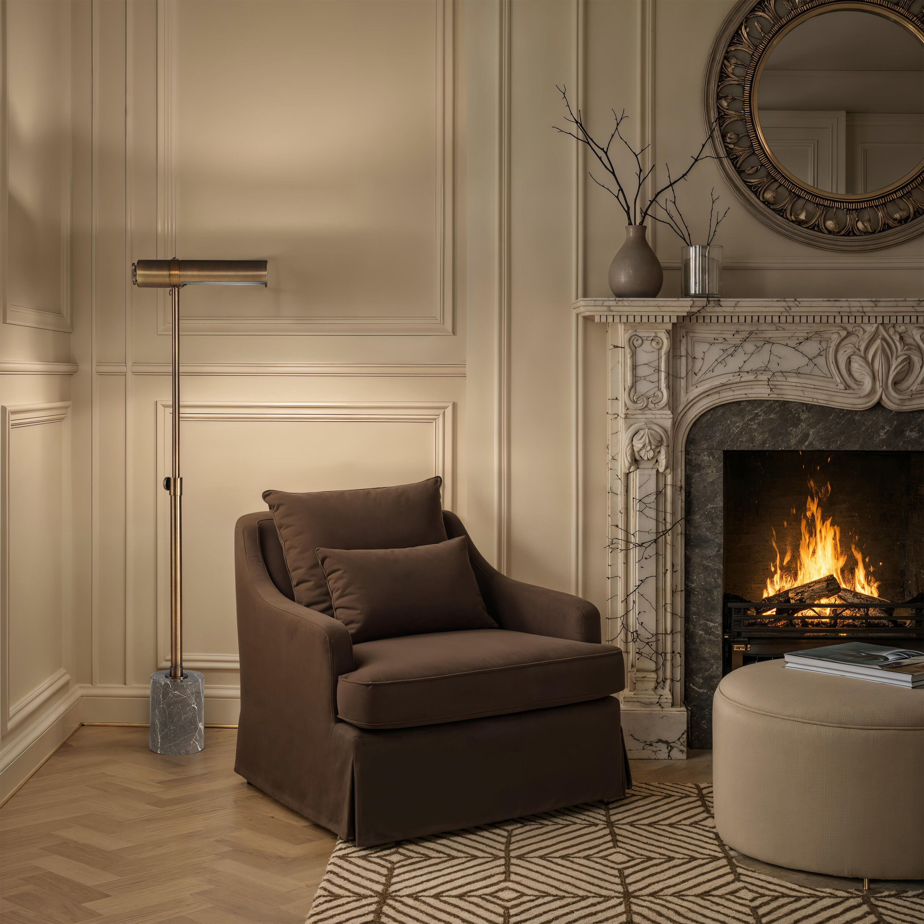 Gusle 55 inch Dark Antique Brushed Bronze Floor Lamp Portable Light