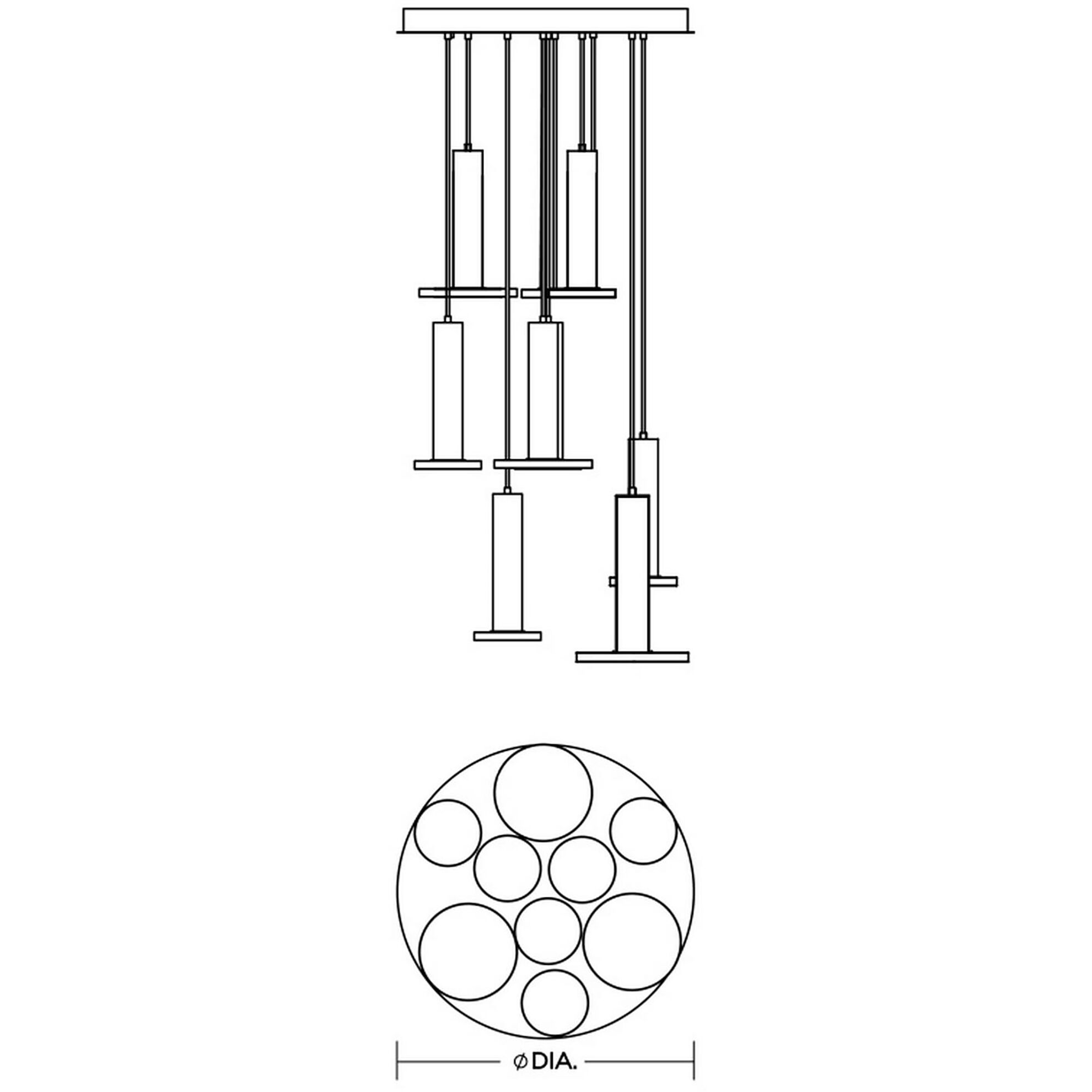 Luna LED 24 inch Black Nonuple Round Pendant Ceiling Light