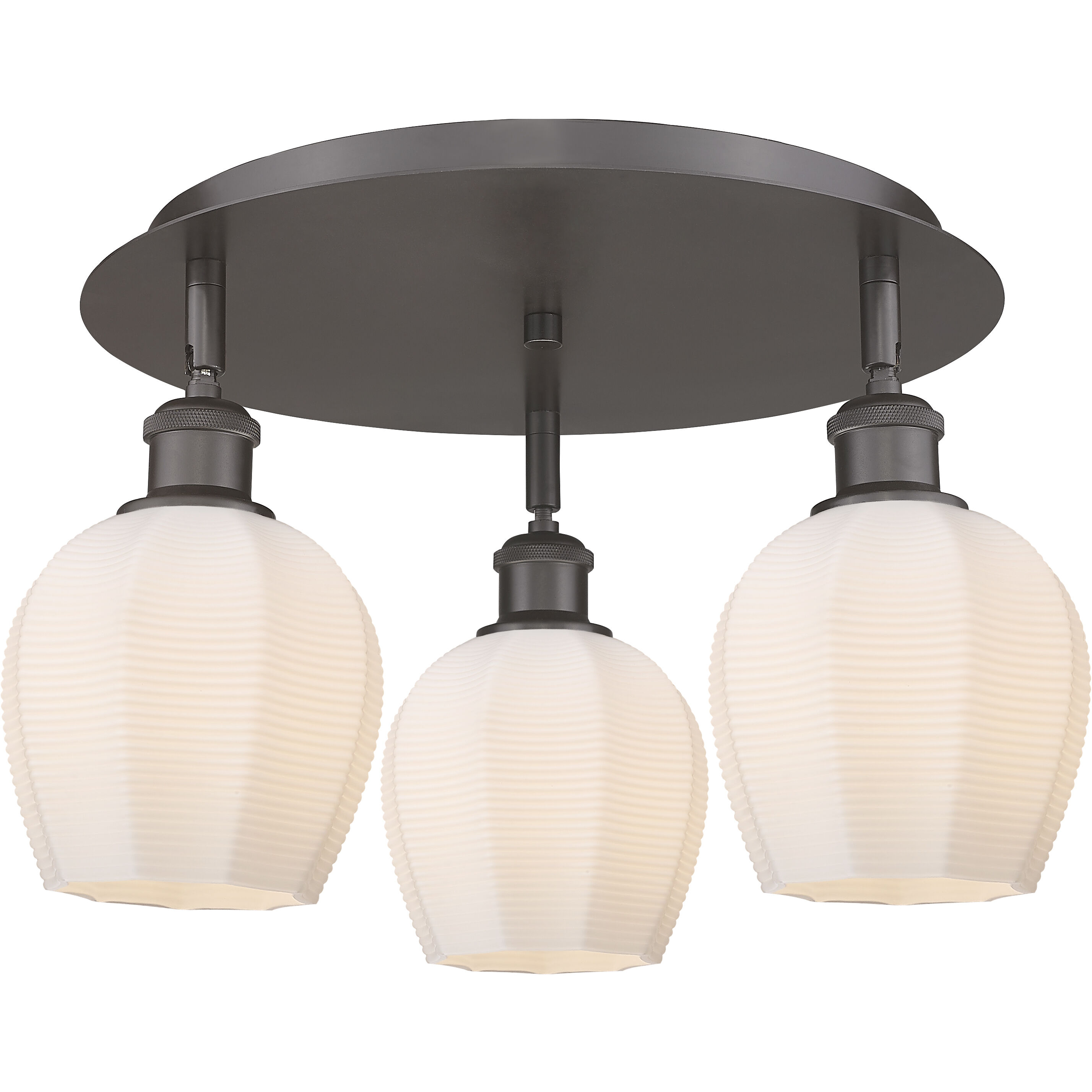 Norfolk 3 Light 17.5 inch Oil Rubbed Bronze Flush Mount Ceiling Light in Matte White