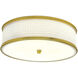 Prism 3 Light 16.75 inch Satin Brass with White Flush Mount Ceiling Light