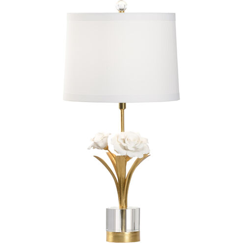 Chelsea House 25 inch 100.00 watt Antique Gold Leaf/Matte White Glaze/Clear Table Lamp Portable Light