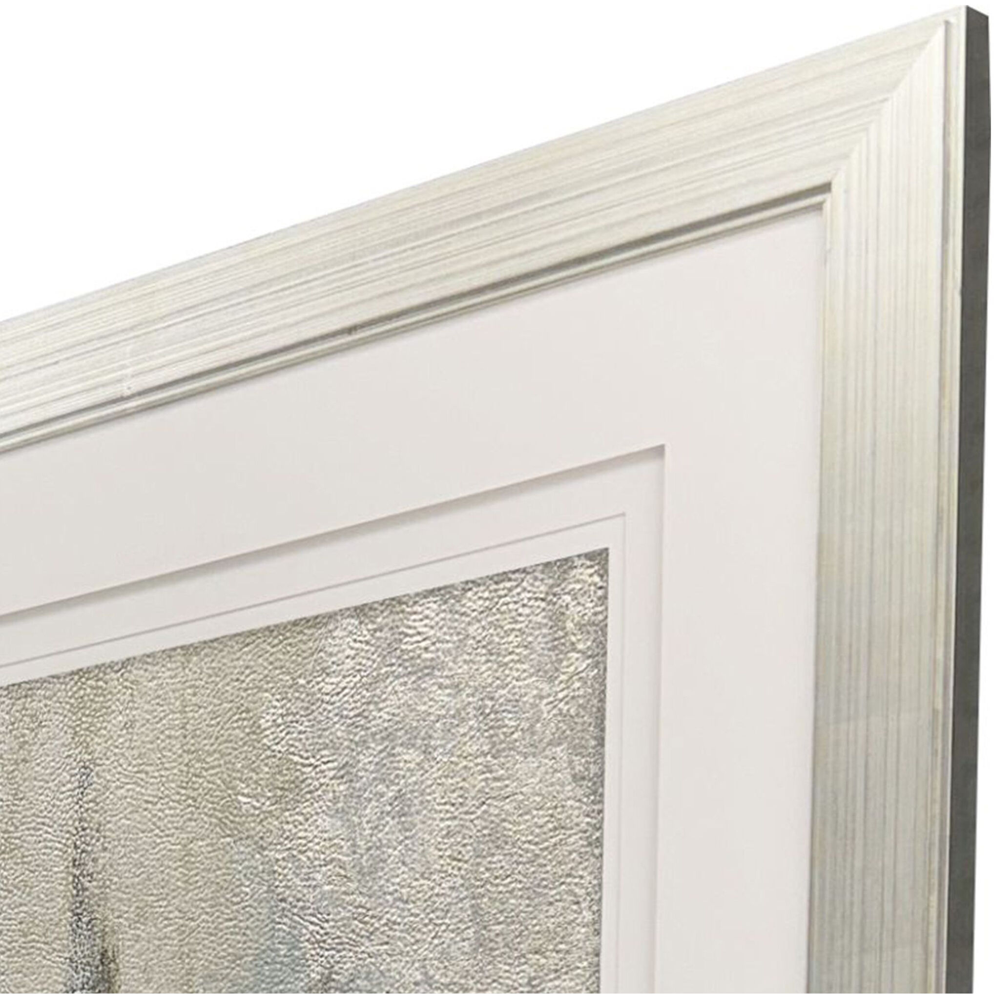 Concrete Planet Gray and Blue and Metallic and White Framed Art, The Studio