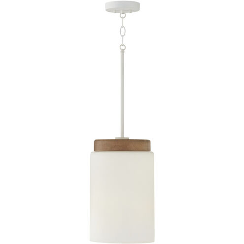 Liam 1 Light 9.25 inch Light Wood and White Pendant Ceiling Light