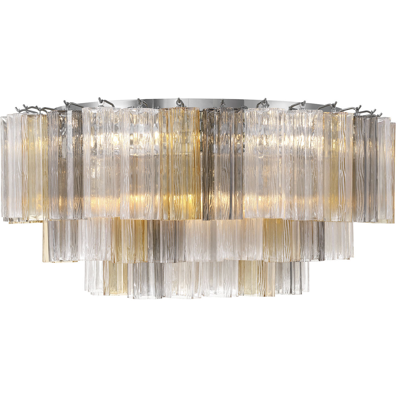 Addis 16 Light 32 inch Polished Chrome Flush Ceiling Light in Tronchi Glass Autumn