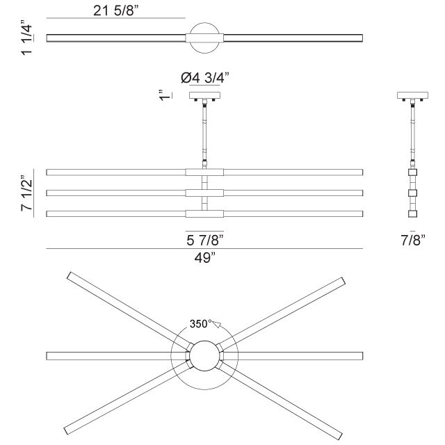 Lineare LED 1.25 inch Matte Black and Chrome Pendant Ceiling Light