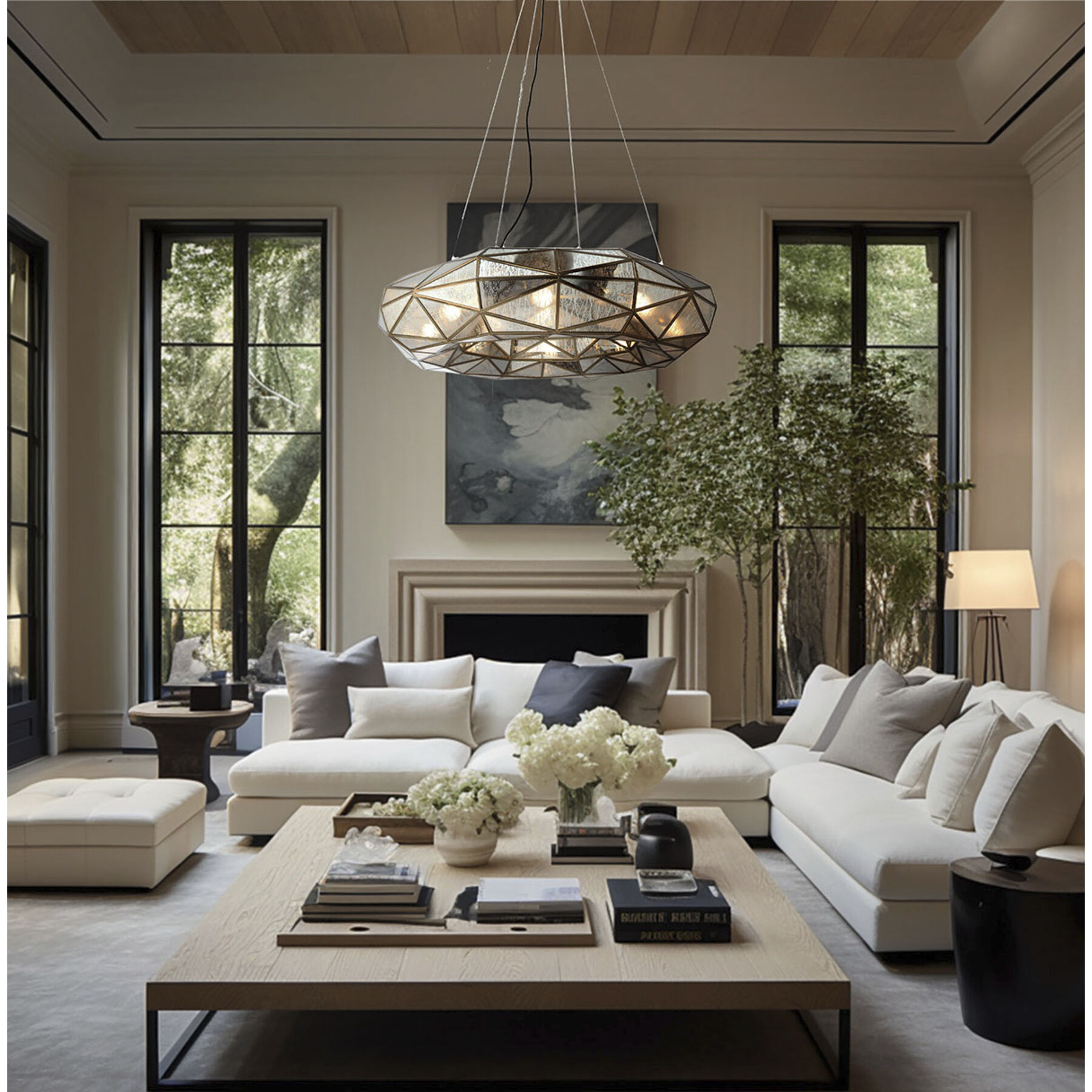 Geo-Gem 6 Light 48 inch Brass Antique Island Light Ceiling Light