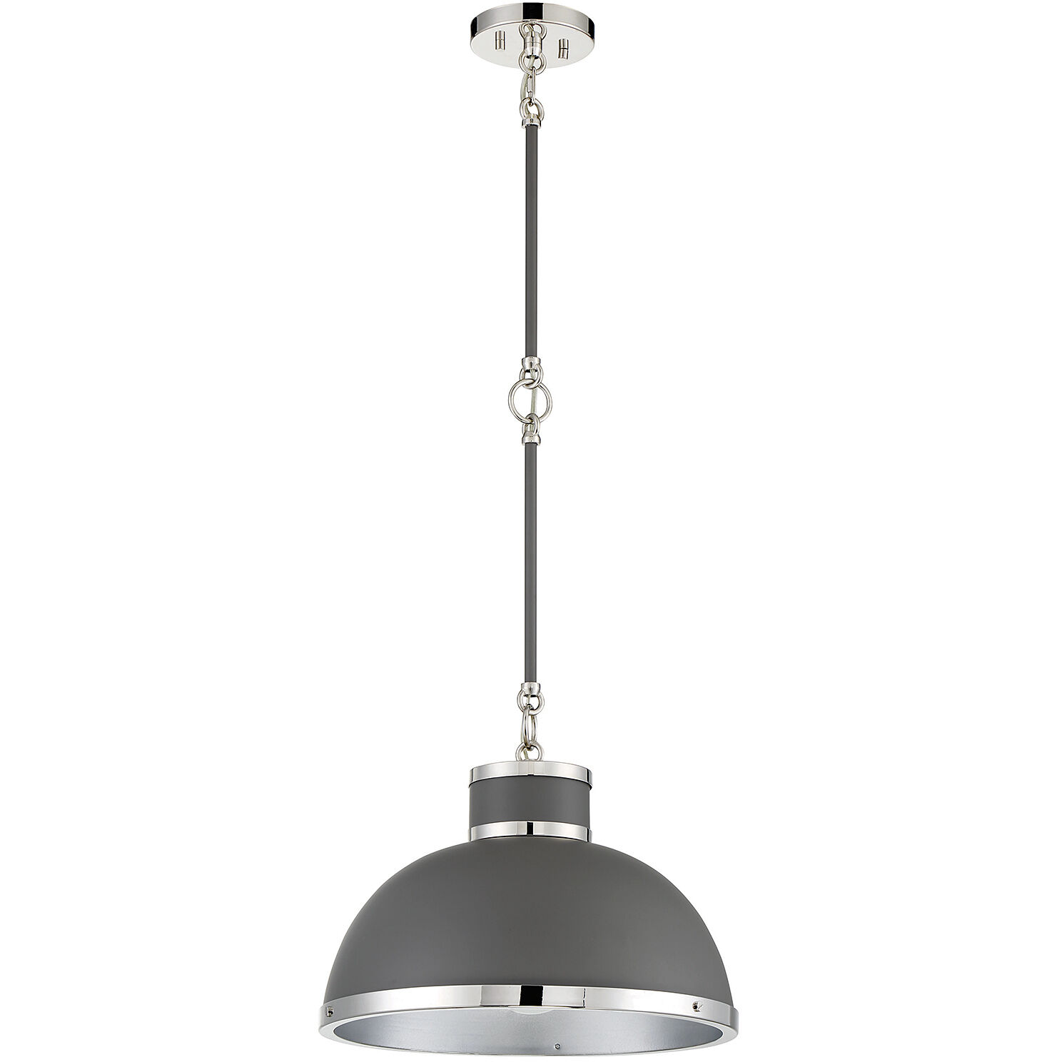 Corning 1 Light 16 inch Gray with Polished Nickel Accents Pendant Ceiling Light in Gray/Polished Nickel