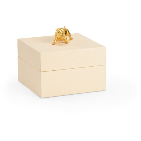 Pam Cain 8 inch Cream/Metallic Gold Decorative Box