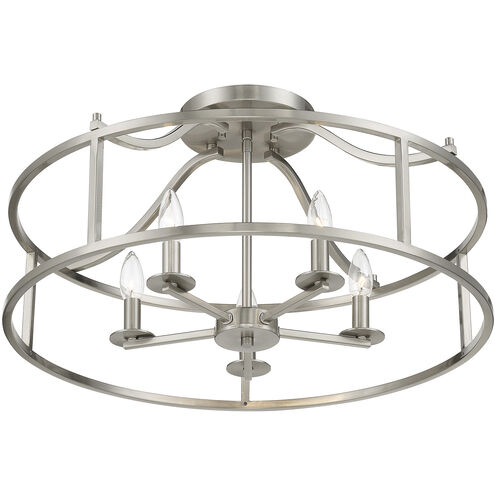 Stockton 5 Light 24 inch Satin Nickel Semi-Flush Ceiling Light, Essentials