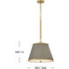 Arden 1 Light 16.5 inch Heritage Brass Pendant Ceiling Light