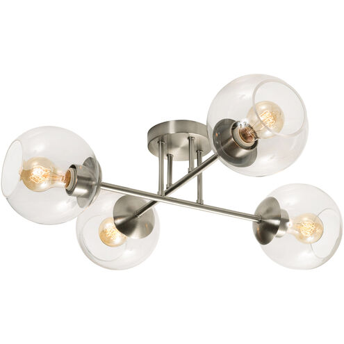 Jamie 4 Light 25 inch Satin Nickel Semi-Flush Mount Ceiling Light