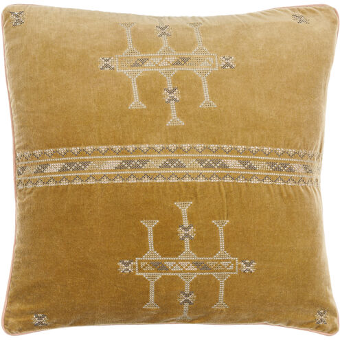 Velour 22 X 22 inch Copper/Camel/Pearl/Brass/Light Wood/Tan/Brick Accent Pillow