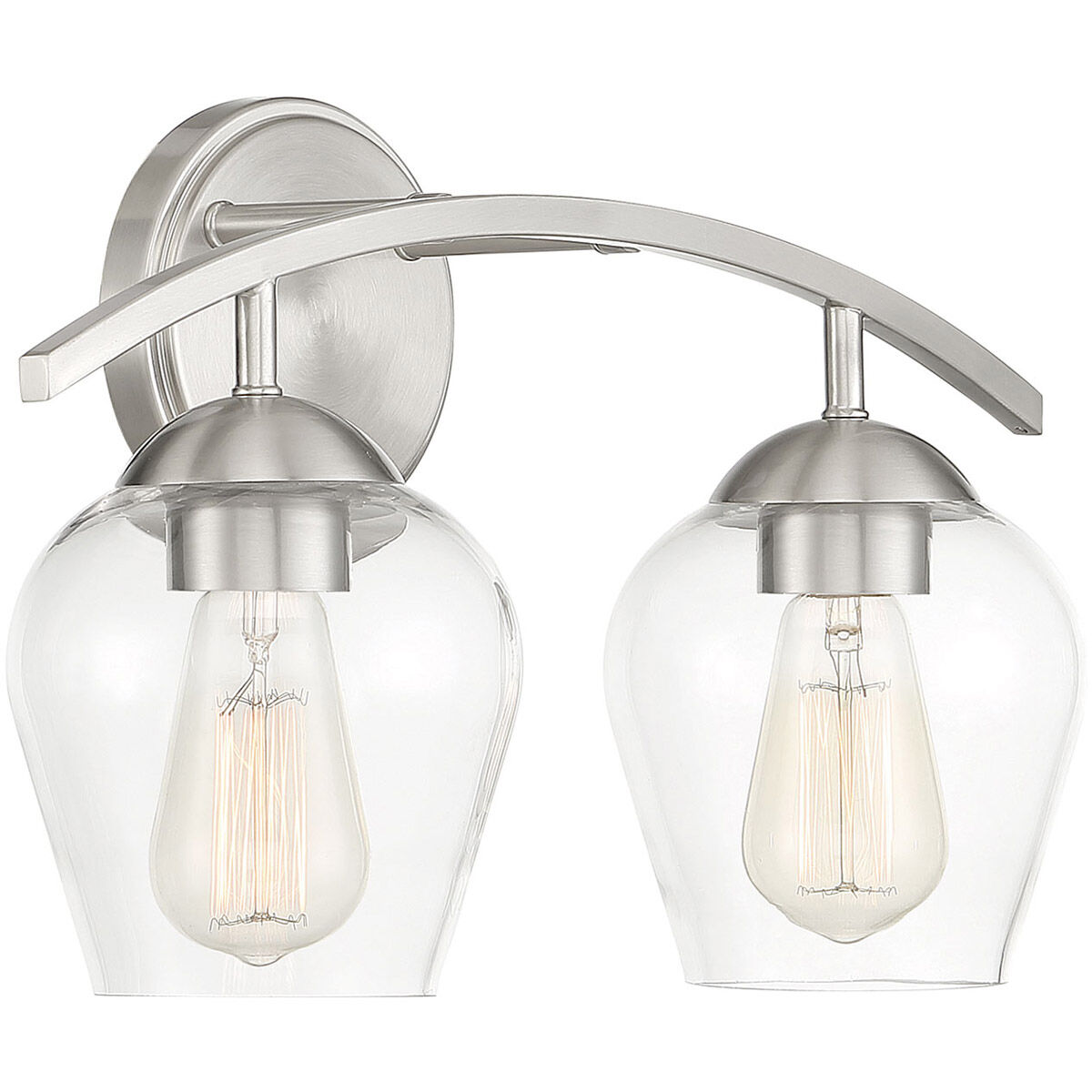 Transitional 2 Light 16 inch Brushed Nickel Bathroom Vanity Light Wall Light