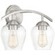 Transitional 2 Light 16 inch Brushed Nickel Bathroom Vanity Light Wall Light