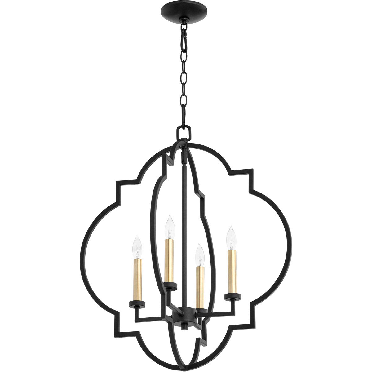 Dublin 4 Light 21.5 inch Noir Foyer Pendant Ceiling Light, Quorum Home