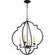 Dublin 4 Light 22 inch Noir Foyer Pendant Ceiling Light, Quorum Home