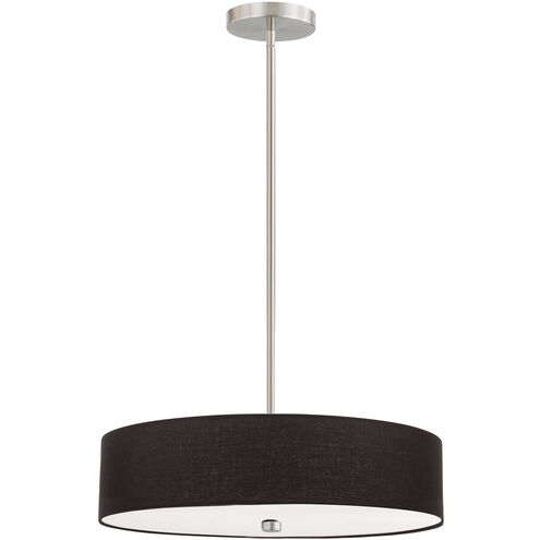 Everly 4 Light 20 inch Satin Chrome with Black Pendant Ceiling Light