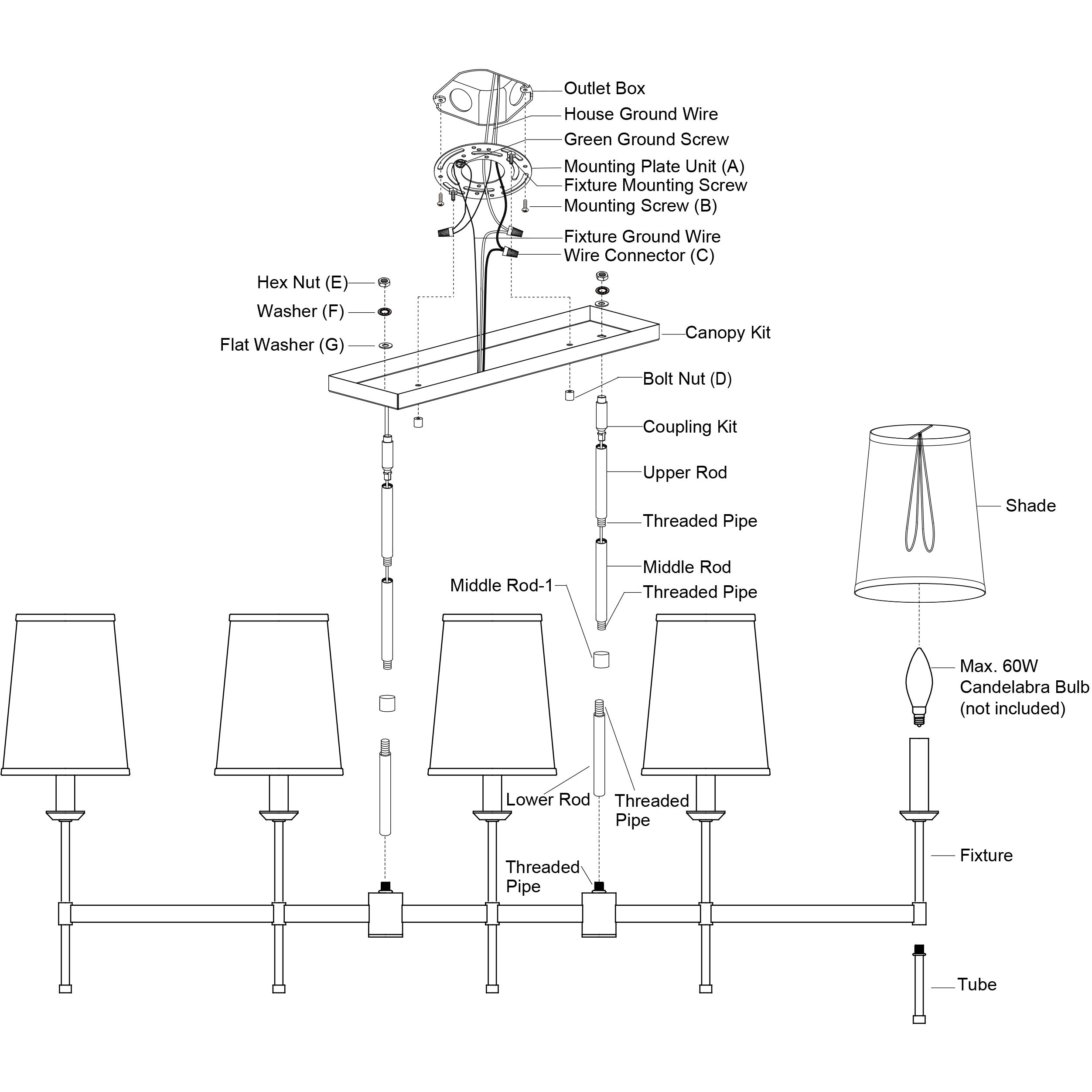 Camden LED 45.6 inch Matte Black Linear Chandelier Ceiling Light