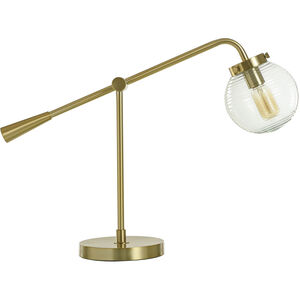Reagan 24.25 inch 25 watt Antique Brass and Clear Ribbed Table Lamp Portable Light