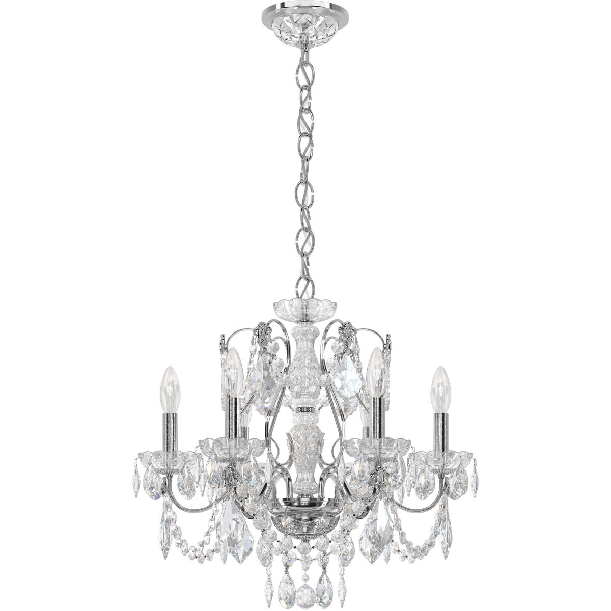 Century 6 Light 21 inch Polished Silver Chandelier Ceiling Light