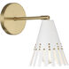 Stella 11 inch 60.00 watt White and Natural Brass Adjustable Wall Sconce Wall Light in White with Natural Brass