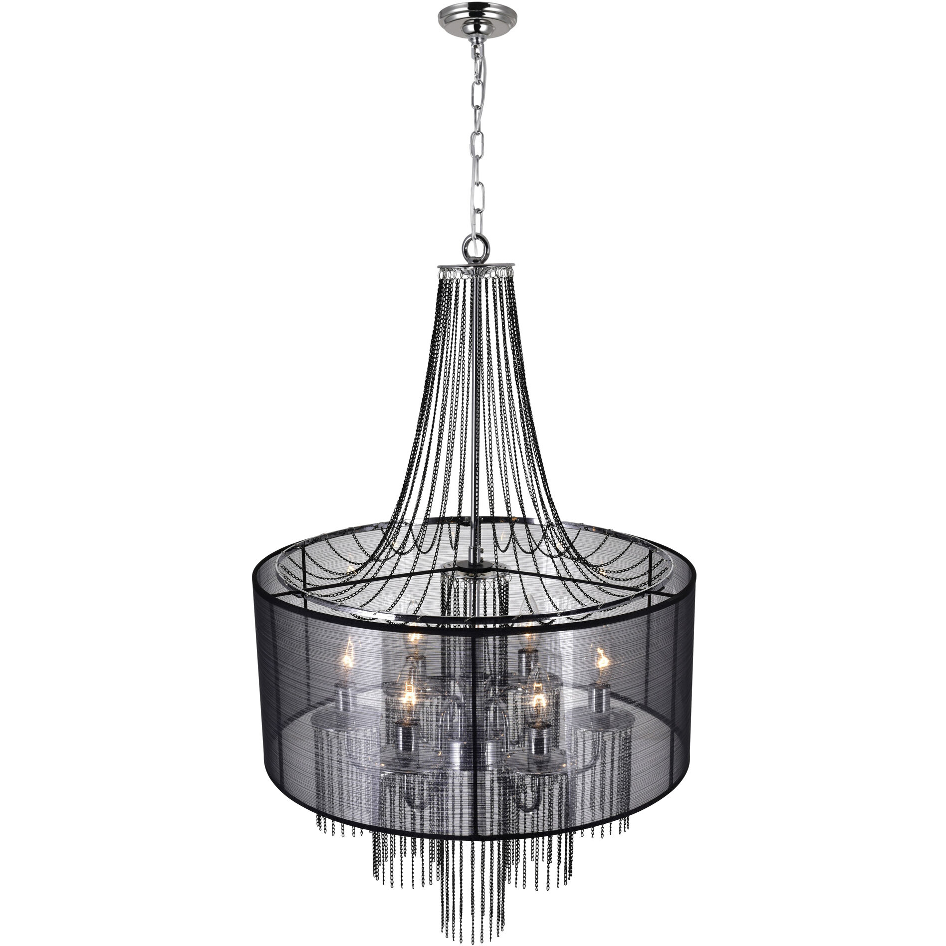 Amelia 6 Light 20 inch Chrome Drum Shade Chandelier Ceiling Light