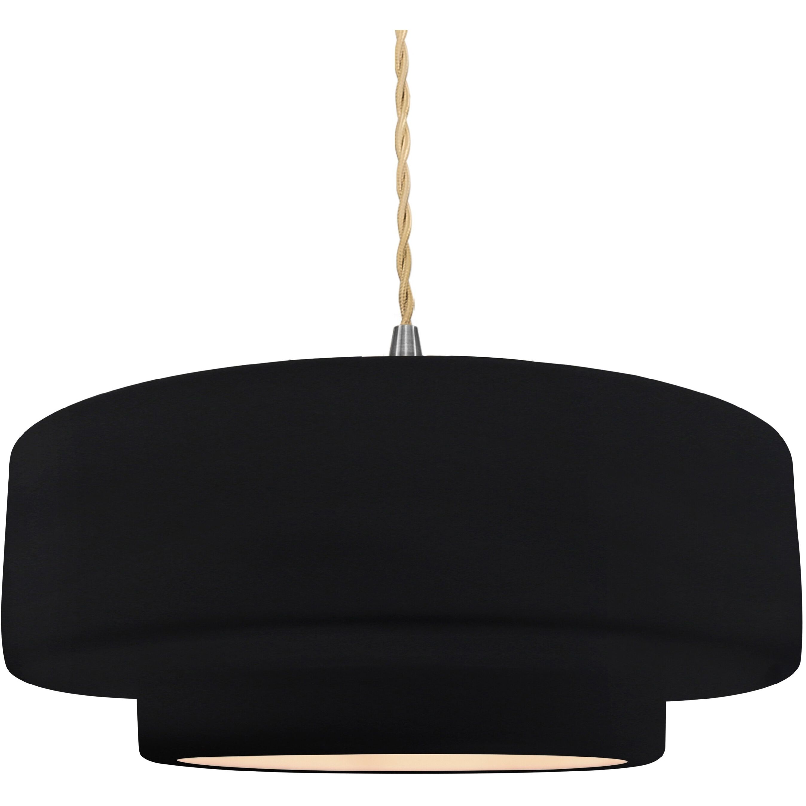 Radiance Collection - Tier Pendant Ceiling Light in Brushed Nickel, Replaceable Bulb, Beige Twist Cord, Gloss Black/Matte White, 16.25W x 6H, Form+Finish+Function