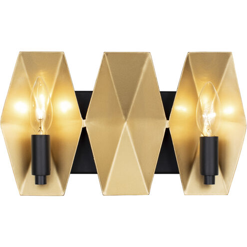 Malone 2 Light 13 inch Matte Black/French Gold Bath Vanity Light Wall Light