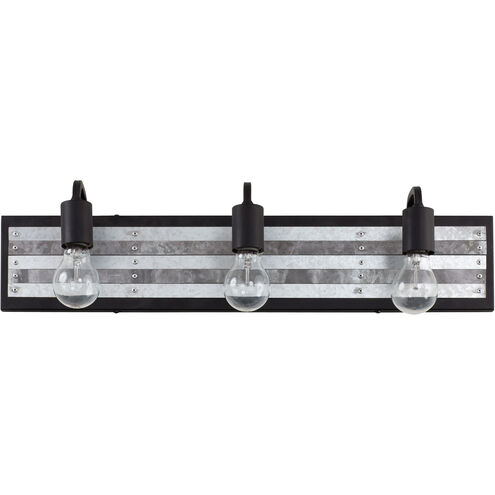 Abbey Rose 3 Light 26 inch Black and Galvanized Bath Vanity Light Wall Light