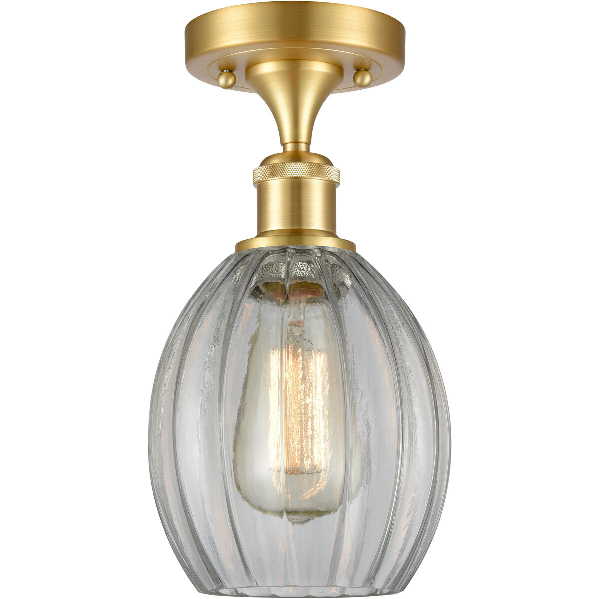 Ballston Eaton 1 Light 6 inch Satin Gold Semi-Flush Mount Ceiling Light, Ballston