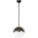 Dahlia 1 Light 15.4 inch Black and Brushed Brass Pendant Ceiling Light