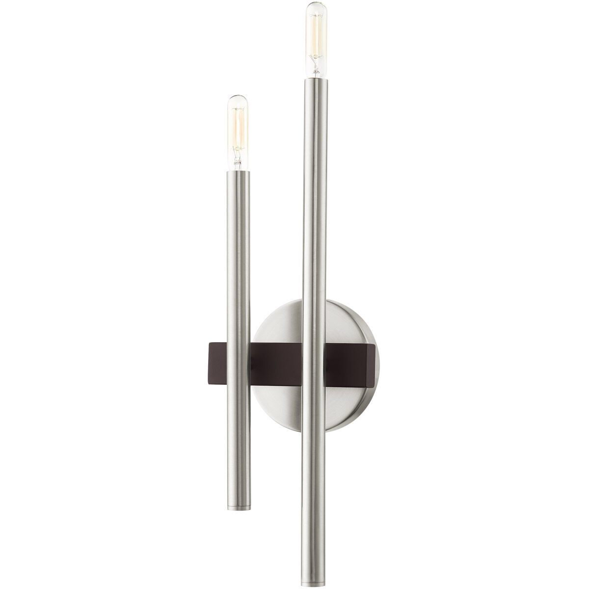 Denmark 2 Light 7 inch Brushed Nickel with Bronze Accents ADA Sconce Wall Light