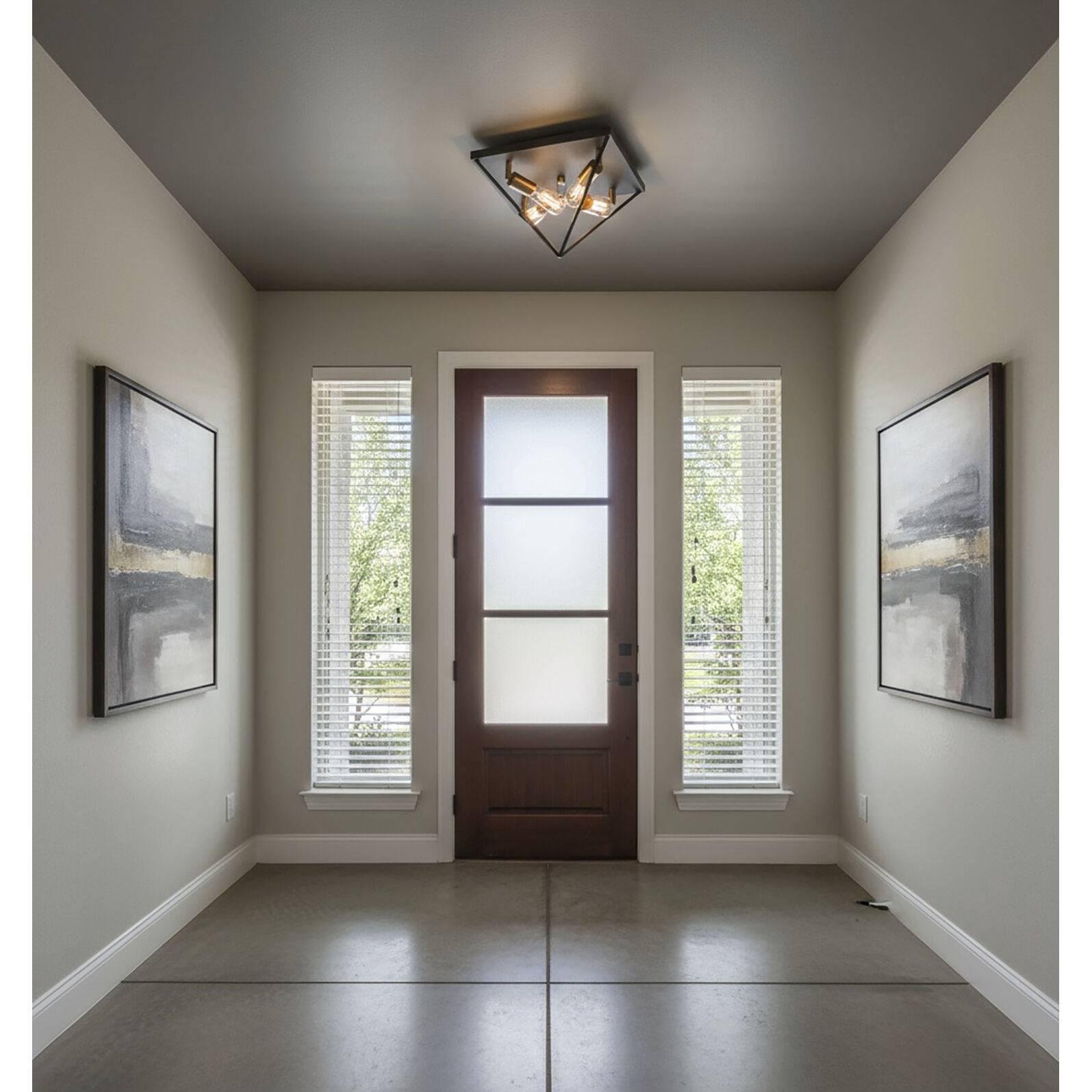 Artistry LED 14 inch Matte Black and Harvest Brass Flush Mount Ceiling Light in Matte Black and Satin Brass