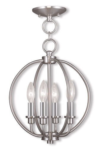 Milania 4 Light 13 inch Brushed Nickel Convertible Mini Chandelier/Ceiling Mount Ceiling Light