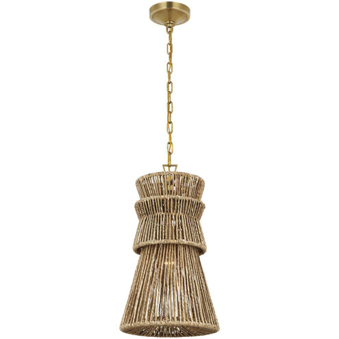 Visual Comfort Signature Collection Chapman & Myers Antigua LED 13 inch Antique-Burnished Brass and Natural Abaca Pendant Ceiling Light CHC5021AB/NAB - Open Box