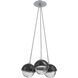 Cabochon LED 13.3 inch Classic Silver with Black Marble Cluster Pendant Ceiling Light in Clear, 2700K LED