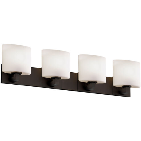 Fusion 4 Light 35.25 inch Dark Bronze Bath Bar Wall Light in Oval, Incandescent, Opal Fusion